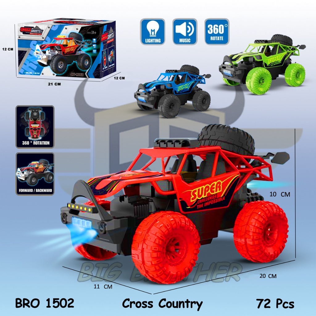 PROMO BRO1502 Rock Crawler Mainan Bayi Anak Mobil Mobilan Edukatif Montessori Baterai Hobi Koleksi Besar Jumbo Musik Lampu Baterai