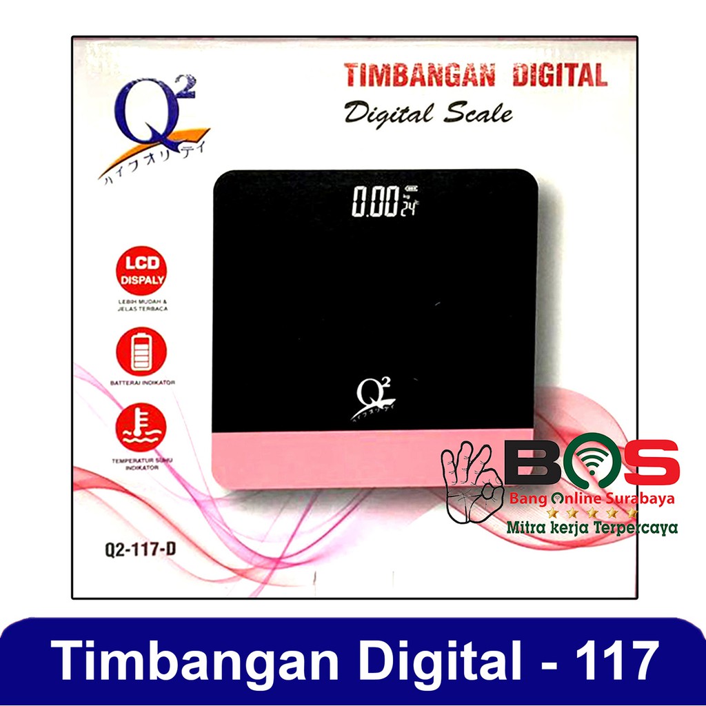 Timbangan Badan Digital Q2117D Pendeteksi Berat Badan &amp; Suhu Ruangan Q-2117D Q 2117D