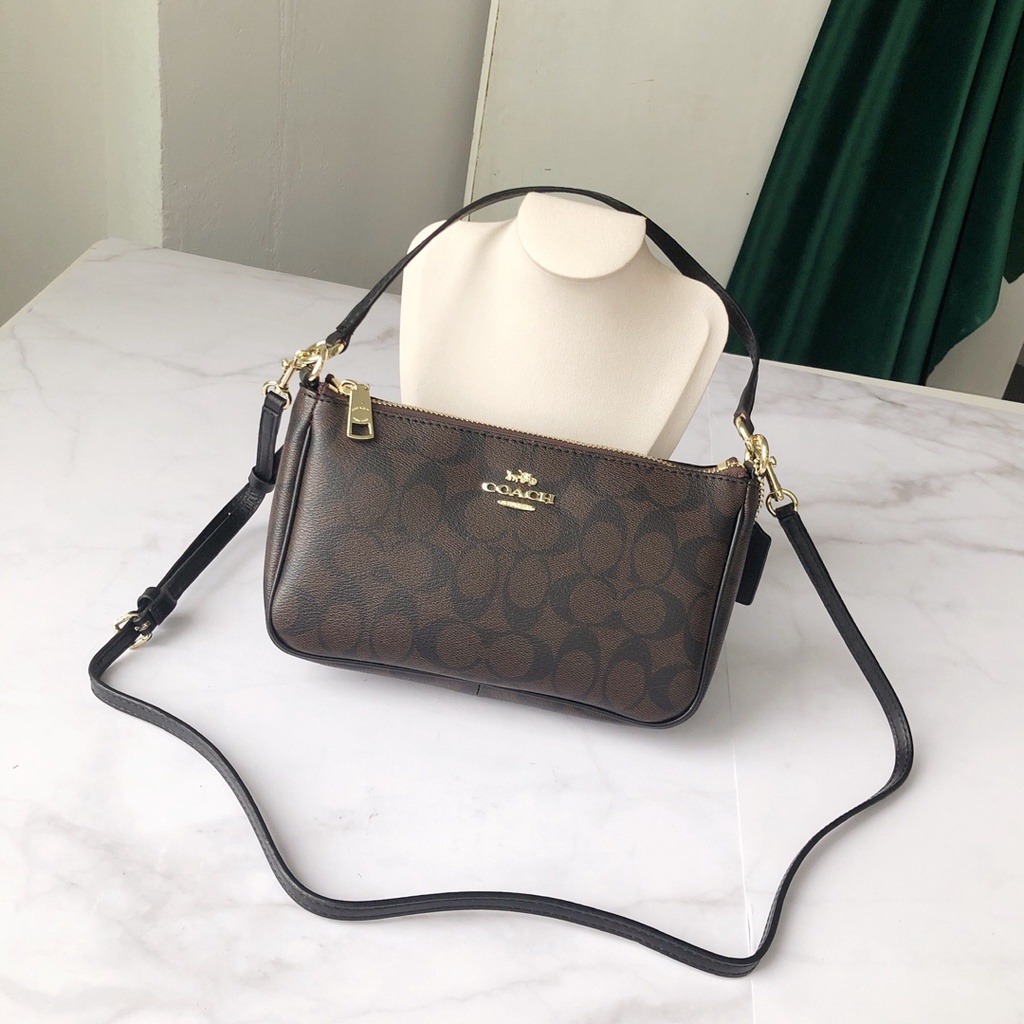 Coach58321 Tas Selempang Wanita Bahan Kanvas Lapis Ganda Original