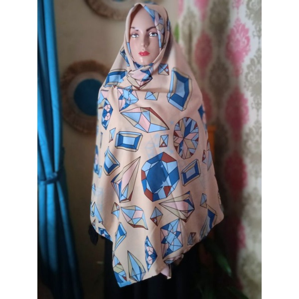 jilbab segi empat motif jumbo syar'i.