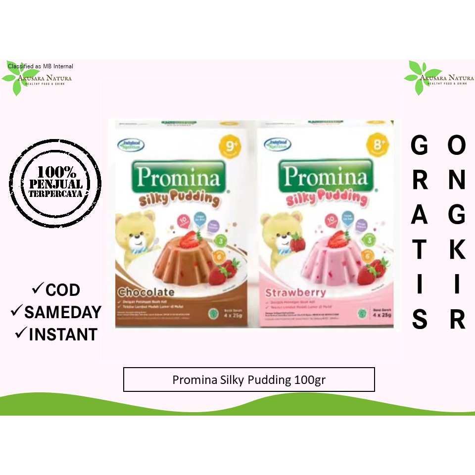 PROMINA SILKY PUDING | PUDDING 100gr STRAWBERRY ED FEBRUARI 2024  [BISA COD | INSTANT | SAMEDAY]