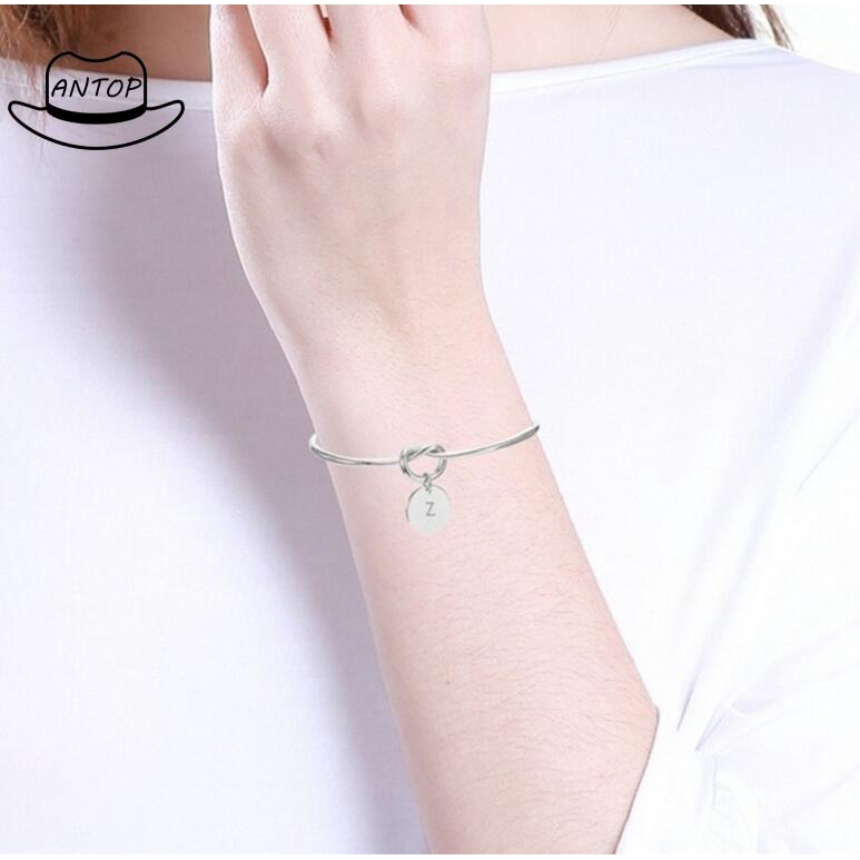 Antop！Gold/Silver Gelang 26 Alphabet Gelang Bangel 26 Huruf Fashion Wanita Gelang Murah Batam Import