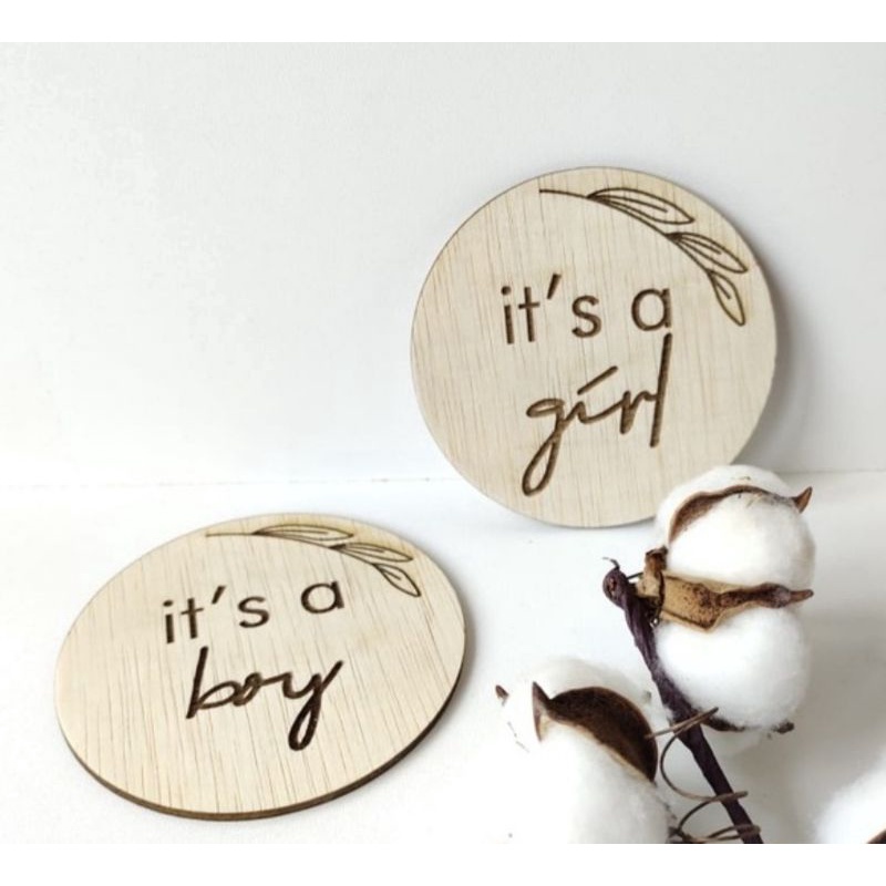 Wooden Plaque Gender Reveal Properti Foto Kekinian Untuk Baby Boy/Girl