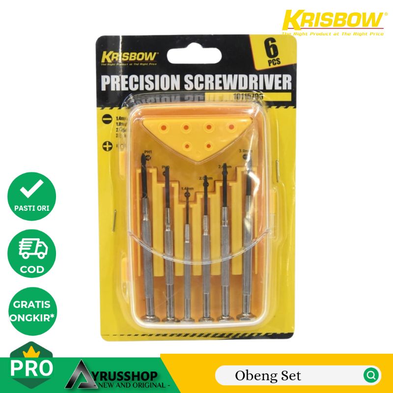 Krisbow Set Obeng Mini Presisi 6pcs/Obeng Alat Elektronik/Precision Screwdriver