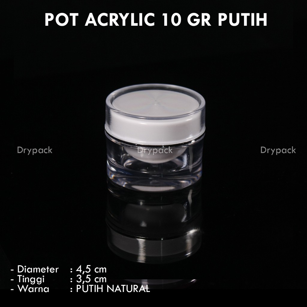 POT ACRYLIC 10GR PUTIH TRANSPARAN