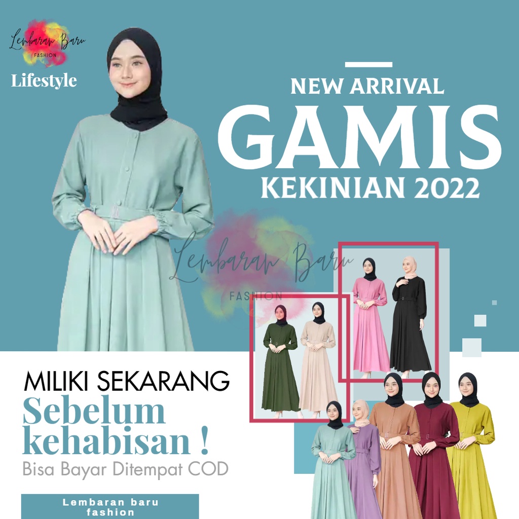 Baju Gamis Wanita remaja terbaru 2021 2022 polos long dress muslim muslimah premium 005