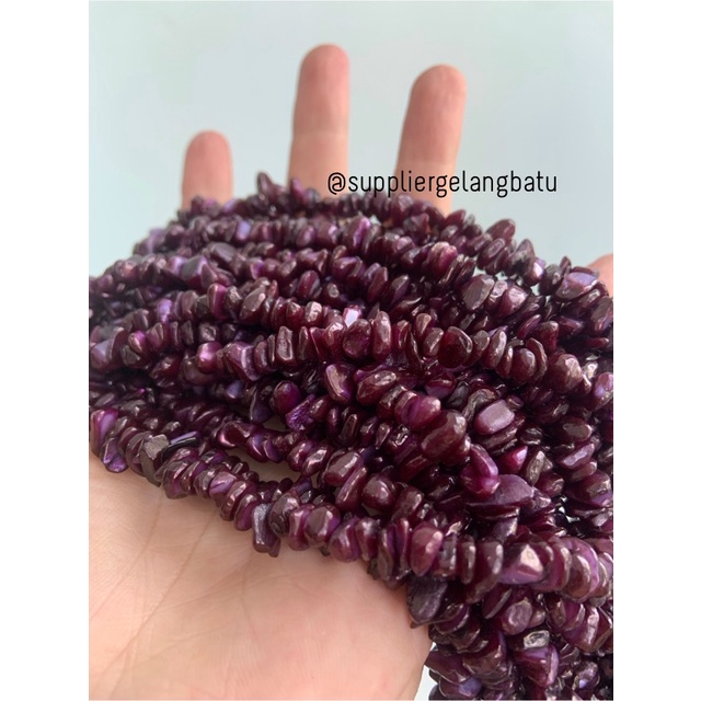 kerikil kerang DARK PURPLE CARNELIAN 1cm bahan manik akik UNGU tua