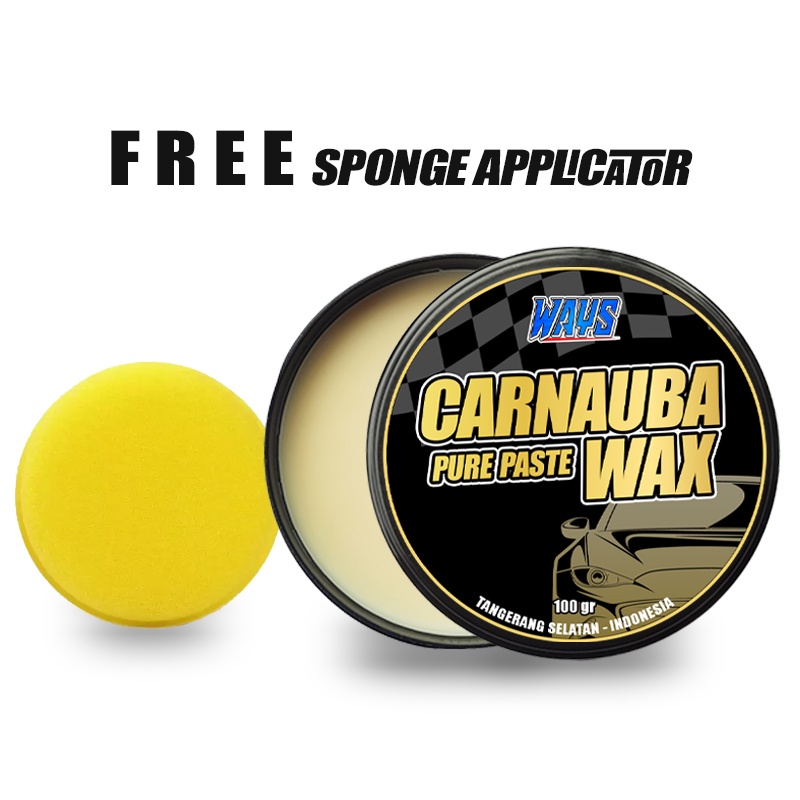 [A014] Ways Carnauba Pure Paste Wax - Pengkilap Coating Body Mobil Motor Efek Daun Talas - FREE Sponge Applicator