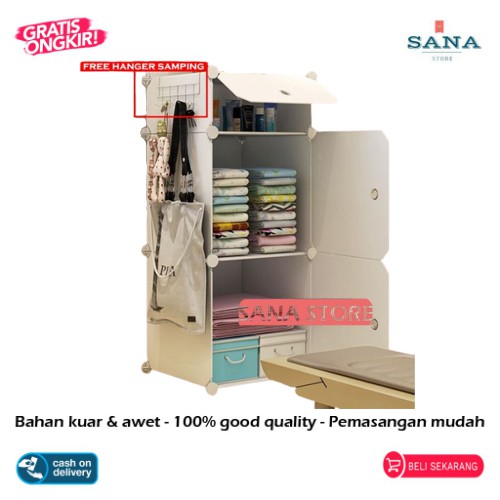 Lemari Baju Pakaian Rak Storage Meja Kecil FREE HANGER 1 2 Lemari Baju Pakaian Rak Storage Meja Kecil FREE HANGER 1 2