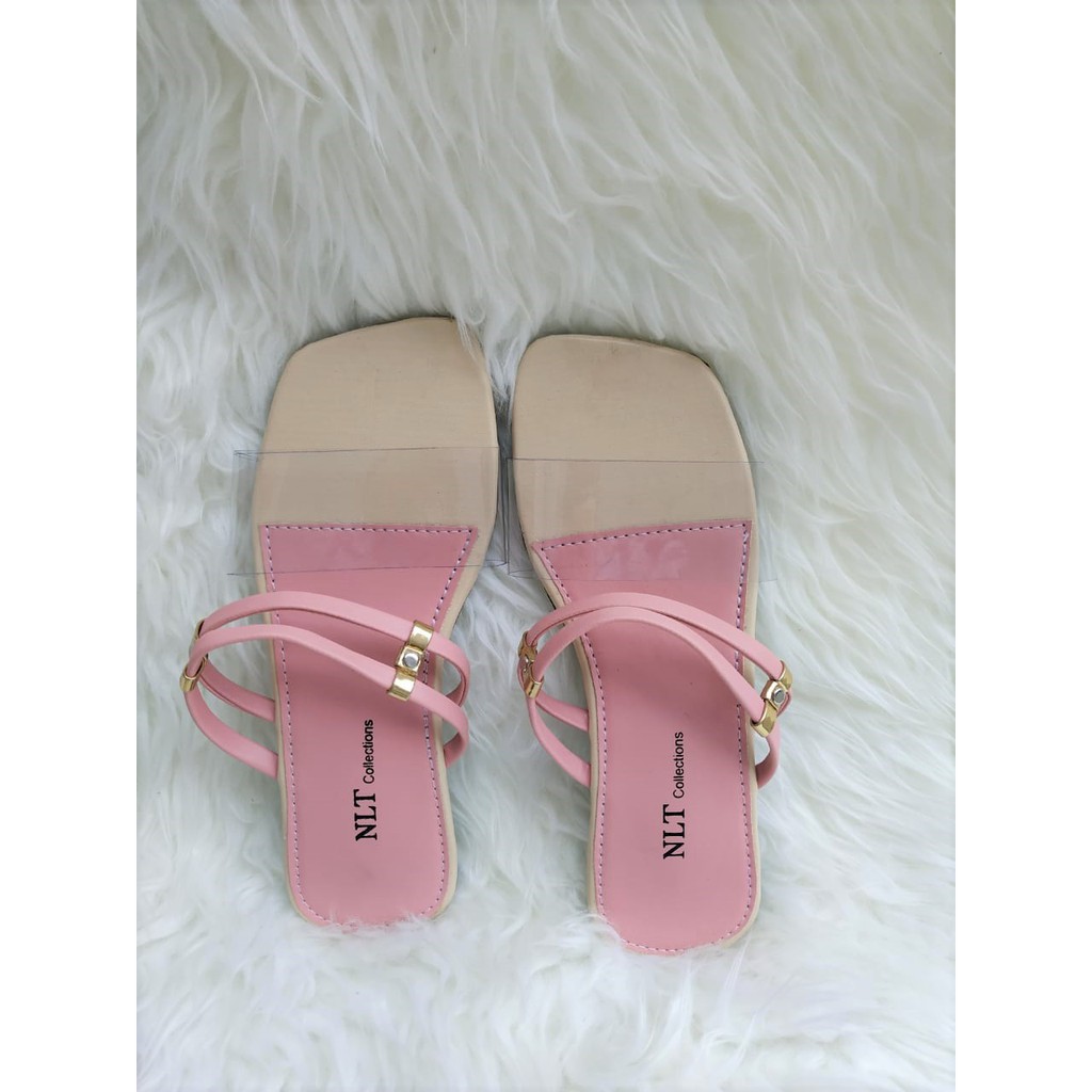 NunuLisaTan CUPID - Terbaru Sendal Sandal Teplek Mika Korea hitam pink mocca putih