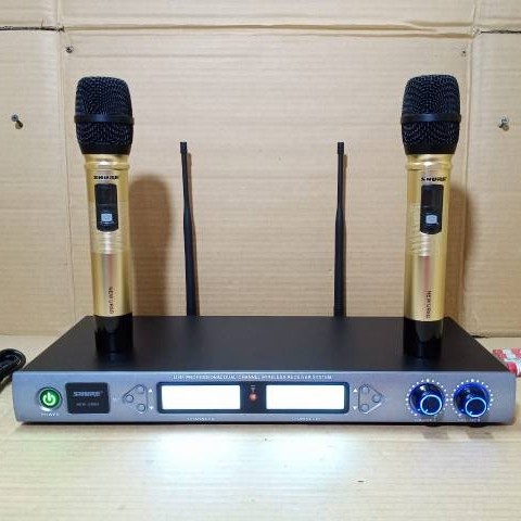 Mic Wireless SHURE UR8D UHF Dual Microphone Shure Wireless Handle Tanpa Kabel