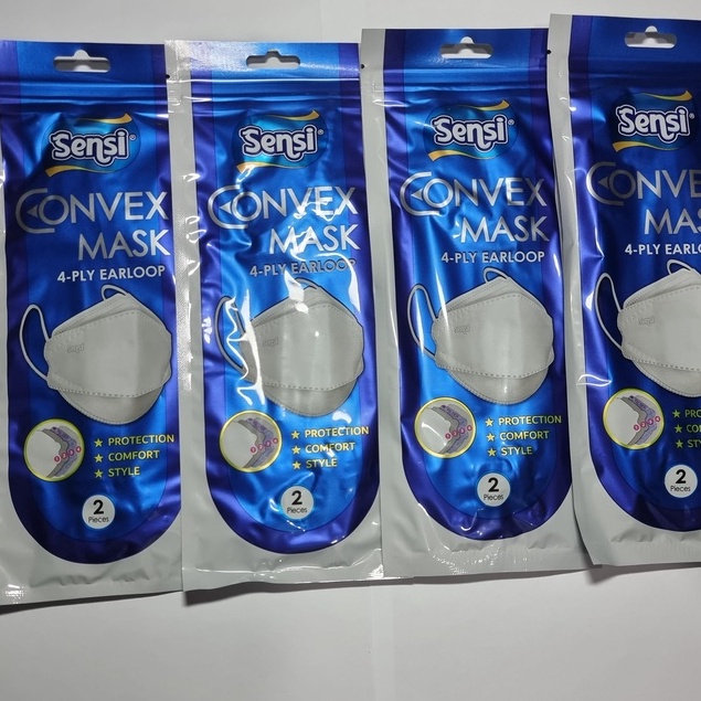 Masker Sensi Convex Mask 4 PLY Earloop isi 2 pcs Sachet Sensi Convex