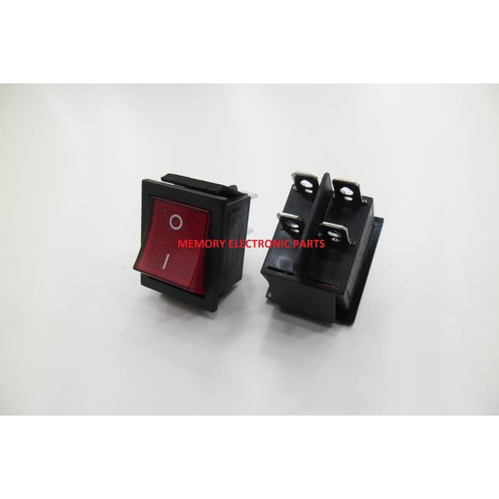 ROCKER SWITCH SAKLAR POWER KCD 30X25MM 4 PIN + LAMPU