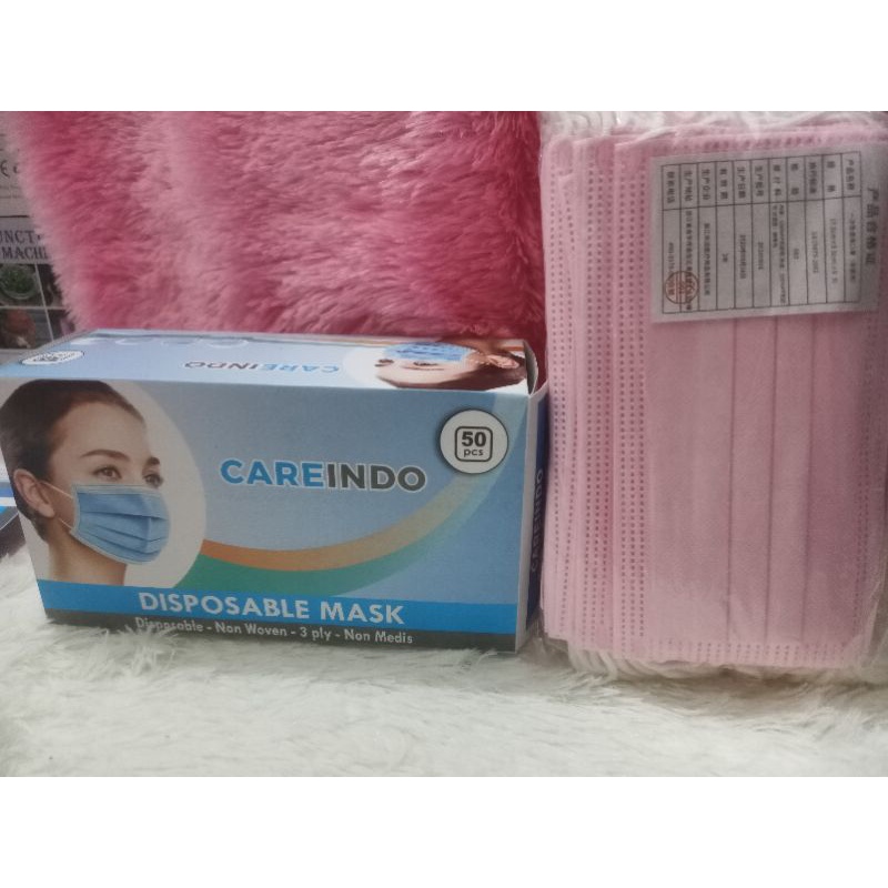 masker 3ply earloop pink