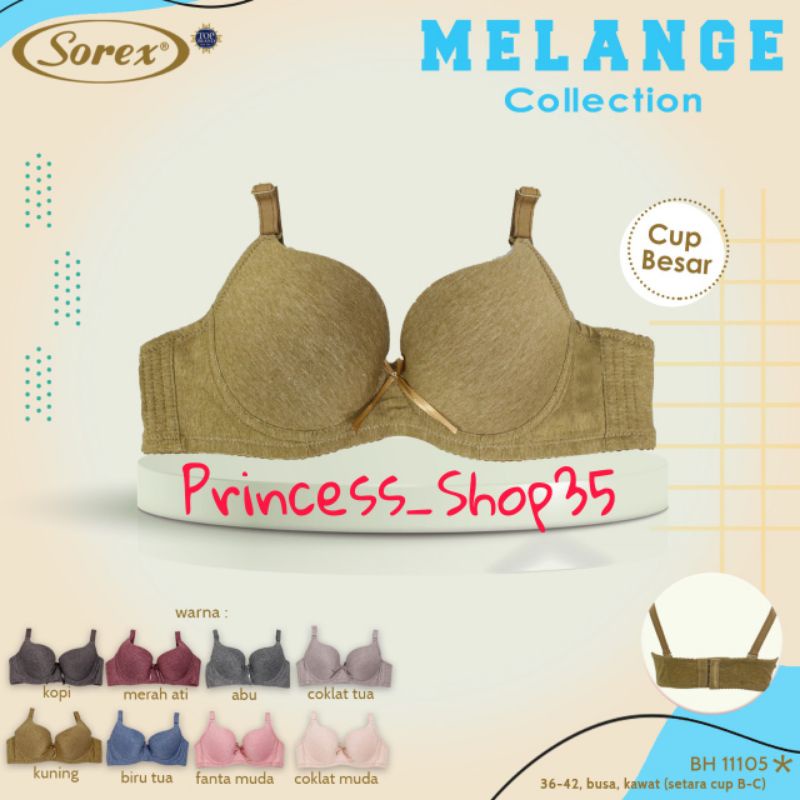 Bra Sorex Kawat 11105 Busa Sedang Cup Besar Size 36-42 Kait 3 / Bra Sorex 11105 / Bh Sorex 11105 /Bh Kaos 11105 / Bh Melange 11105