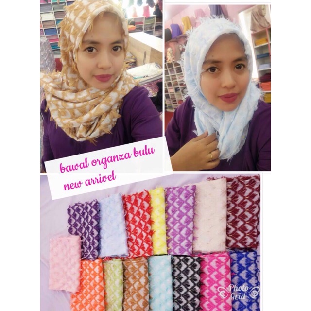 Bahan Jilbab Bawal Bulu Hati - Voal Motif