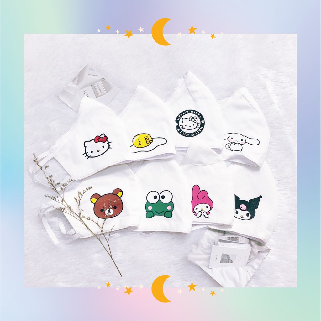 Masker Kain Dewasa Non Medis Washable Ear Loop Cover Sarung Sanrio Rillakuma Gudetama Hello Kitty