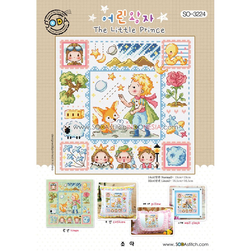 Paket DIY Craft Sulam Kristik Strimin Cross Stitch Sodastitch SO-3224 The Little Prince