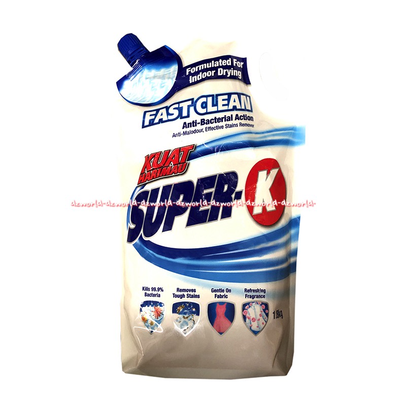 Super-K Fast 1.8kg Fast Clean Anti Bacterial Colurtec Liquid Detergent Cair Kuat Harimau Super K Sabun Cuci Cair Baju Pakaian Bersih Penghilang Noda 1.8 kg