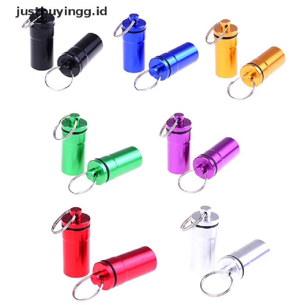 (Justbuyingg.Id) 2pcs / Set Botol Kontainer Pil / Obat Bahan Aluminum Anti Air Portabel