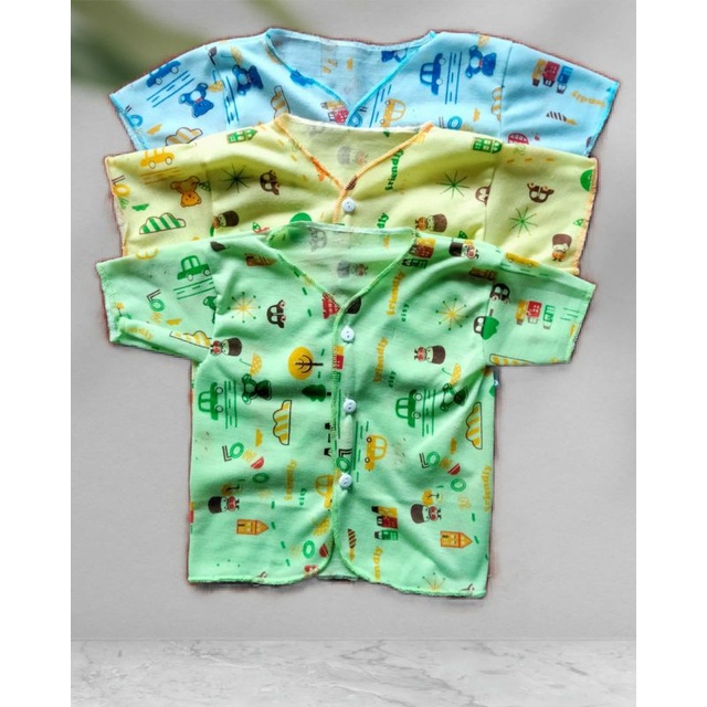 3 pcs Atasan Baju Bayi Newborn Lengan Pendek Print Karakter