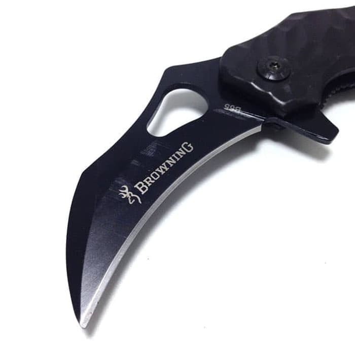 Hot Promo! PISAU LIPAT KERAMBIT BROWNING B65 BLACK FOLDING KNIFE SURVIVAL Baru!