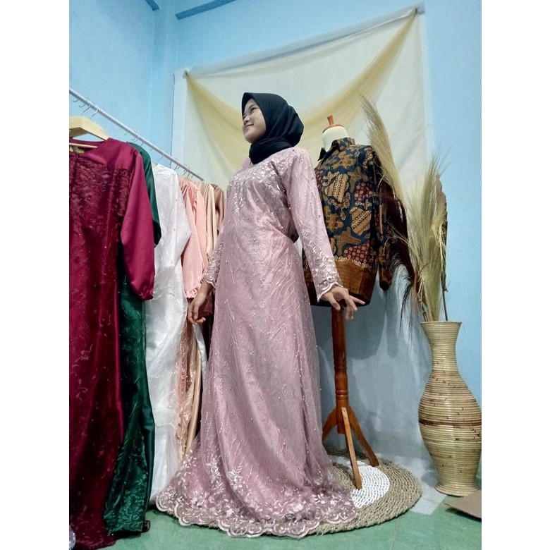 ADA JUMBO!! GAMIS BRUKAT KEBAYA TILE MAXY DRESS WANITA MUSLIM BROKAT VELVET MURAH GAMIS TERBARU