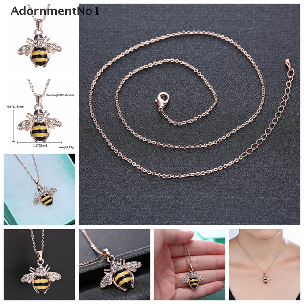 (AdornmentNo1) Kalung Rantai Dengan Liontin Lebah Bumblebee Hias Kristal Untuk Wanita