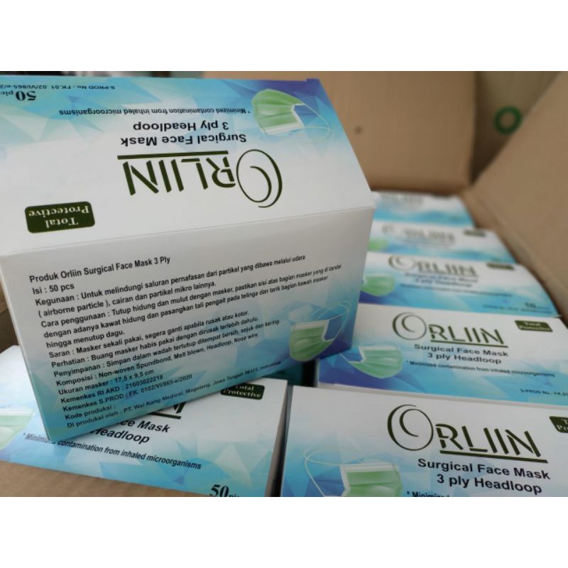 Masker Orliin Hijab Headloop Medis Surgical satu pabrik Orlee