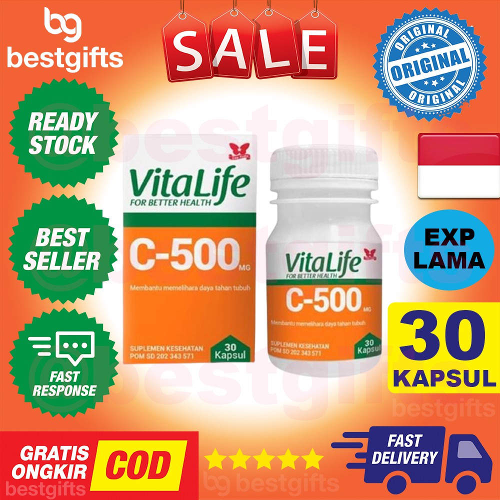 VITALIFE VITA LIFE C500 VITAMIN C 500 MG 500MG KEKEBALAN DAYA TAHAN IMUN TUBUH ANTIOKSIDAN 30 KAPSUL