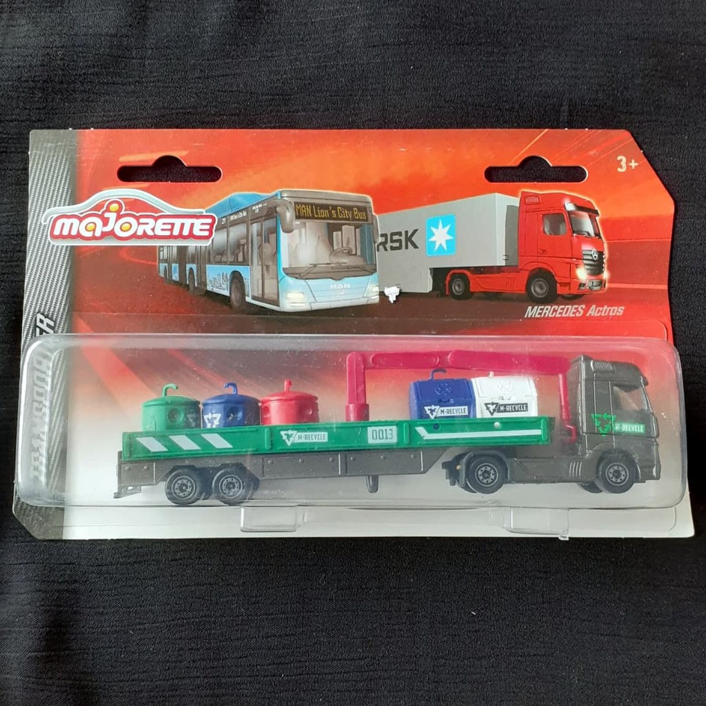 gratis Diecast Majorette Transporter Truck Trailer Mercedes Actros Recycling