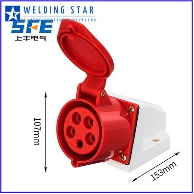 Plug Mounting Female Steker Industri untuk 3 Phase 5 Pin 32 Ampere