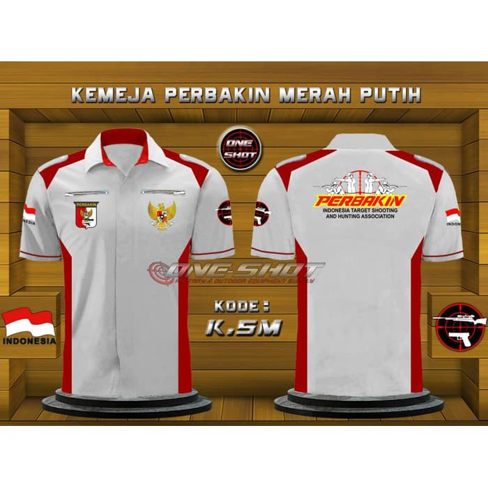 Kemeja Perbakin Merah Putih - Putih M PROMO