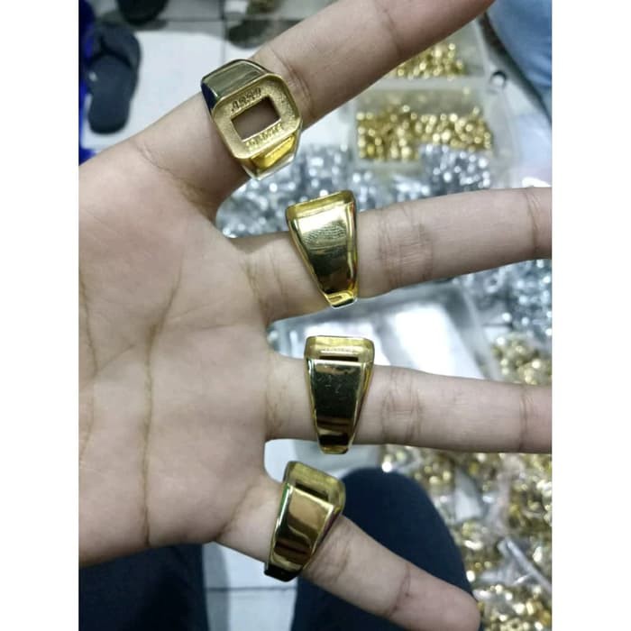 DISKON EMBAN GAGANG KOKOT RING IKAT CINCIN TITANIUM OCTAGON SQUARE KANTORAN - 7 Hitam
