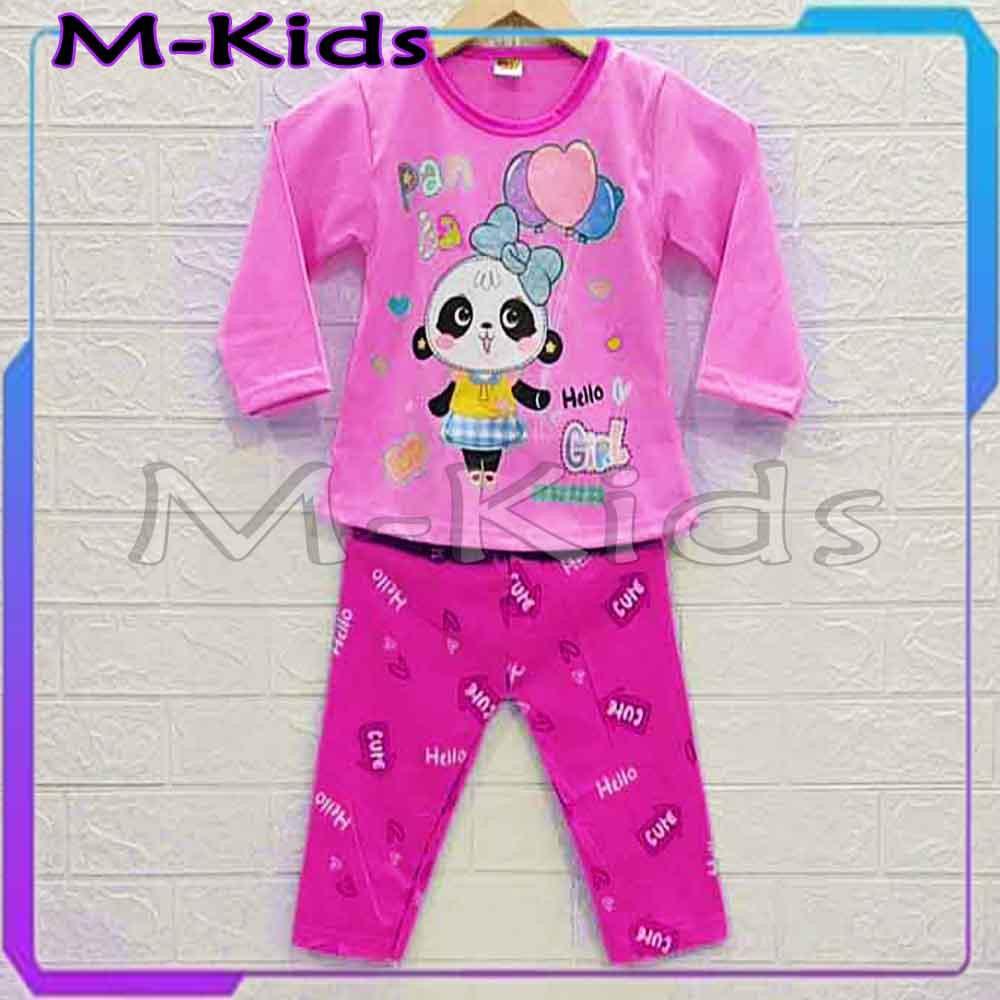 MKids88 - Baju Setelan / Baju Tidur Anak Perempuan Gambar Panda Girl