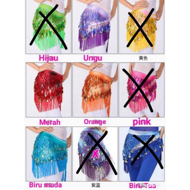 Belly dance belt selendang chilli hipscarf baju senam fitness zumba