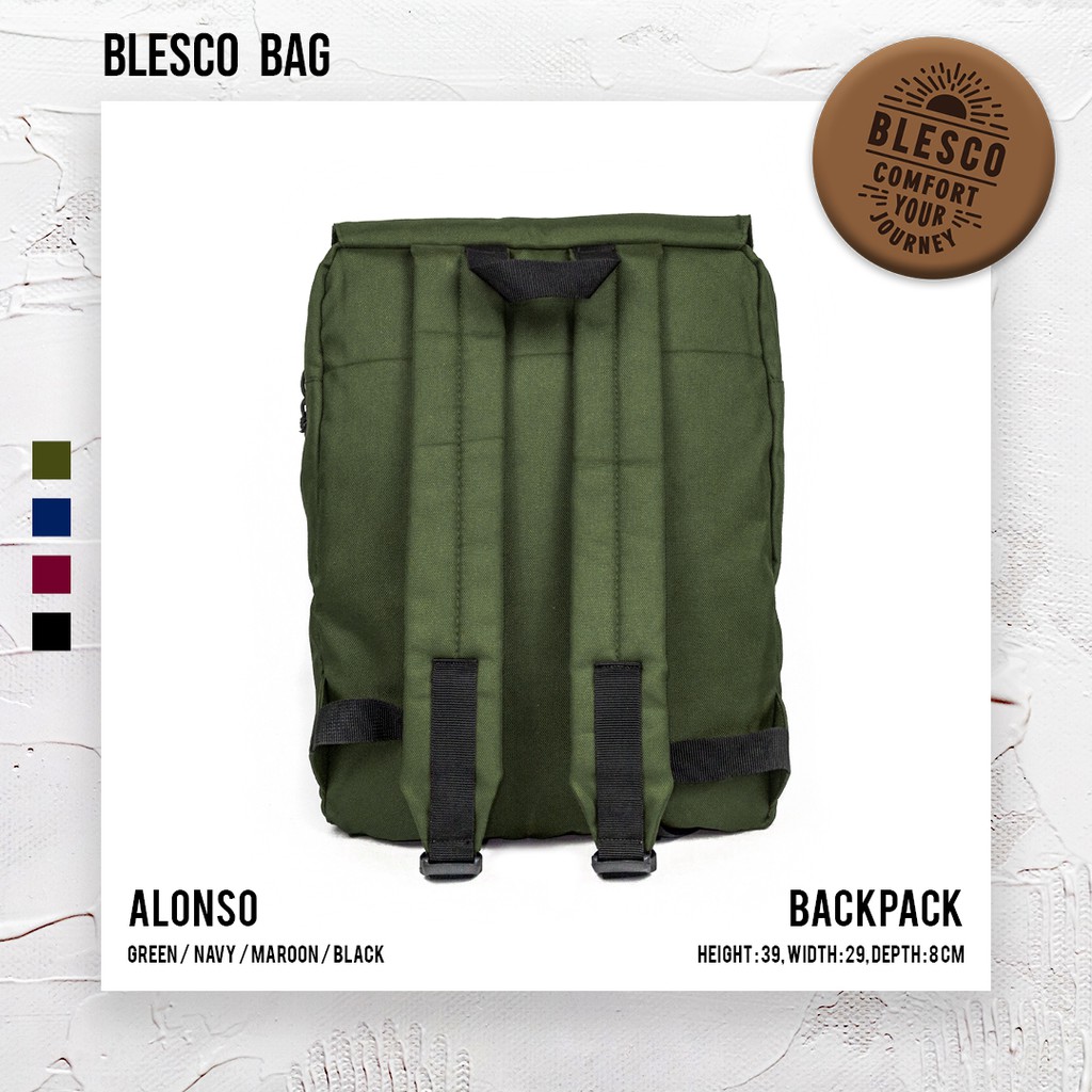 Tas Punggung Pria Warna Hijau - Blesco Alonso Tas Ransel Laptop 14 inch