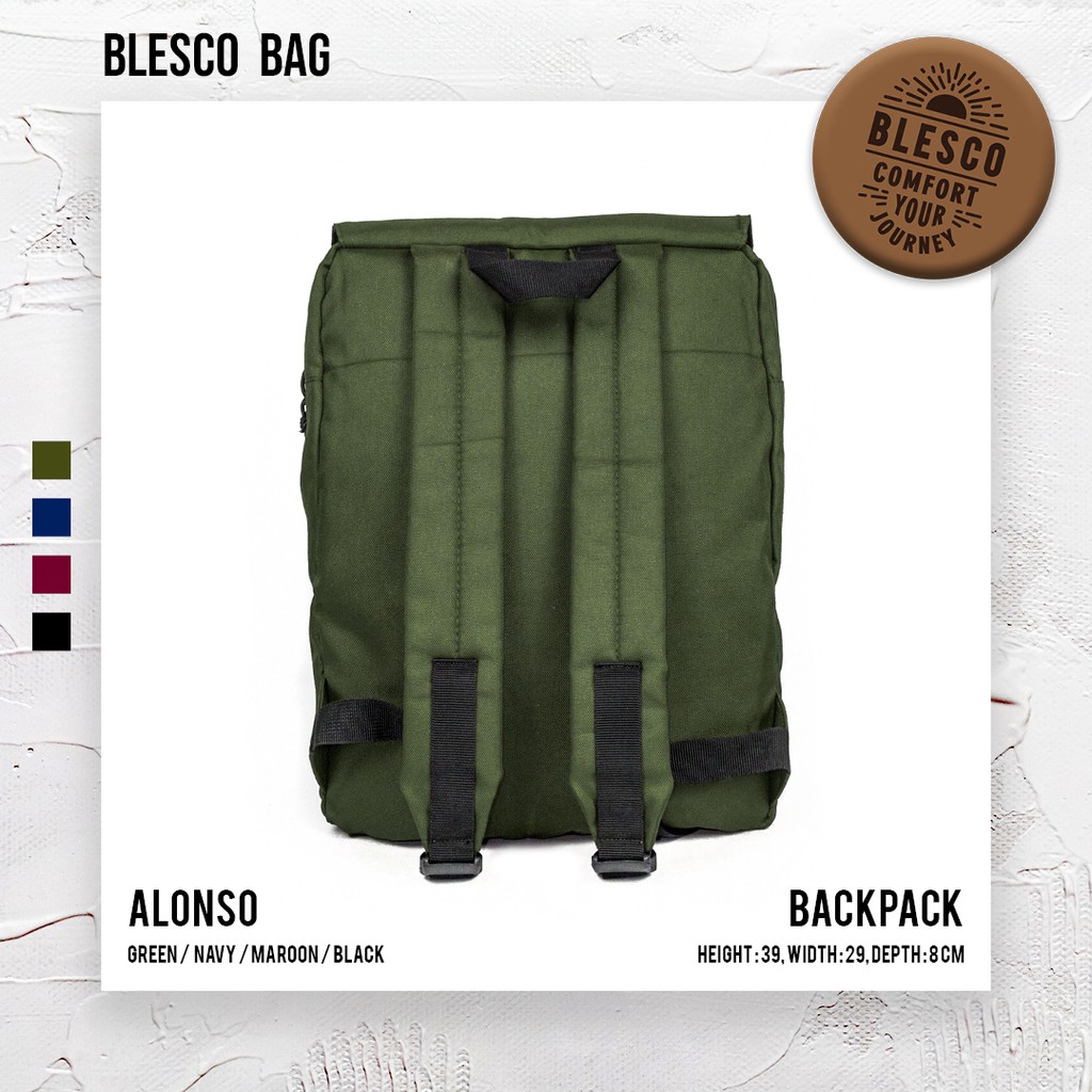 Tas Punggung Pria Warna Hijau - Blesco Alonso Tas Ransel Laptop 14 inch