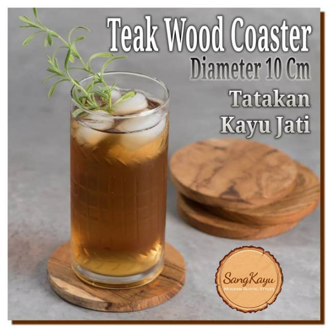 Teak wooden Coaster 10 Cm tatakan gelas kopi cangkir mug kayu jati