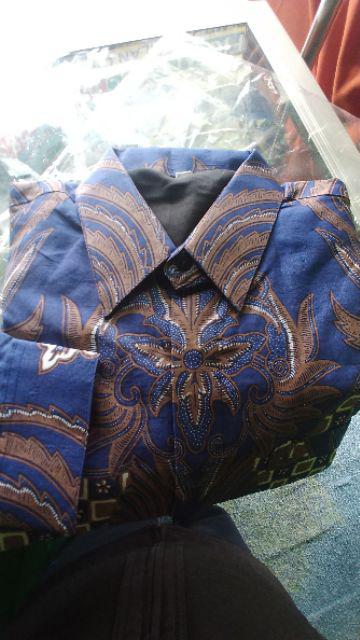 Japunta Blue Kemeja Batik Pria Full Furing Katun Primisima Batik Solo Batik Warna Navy Dongker