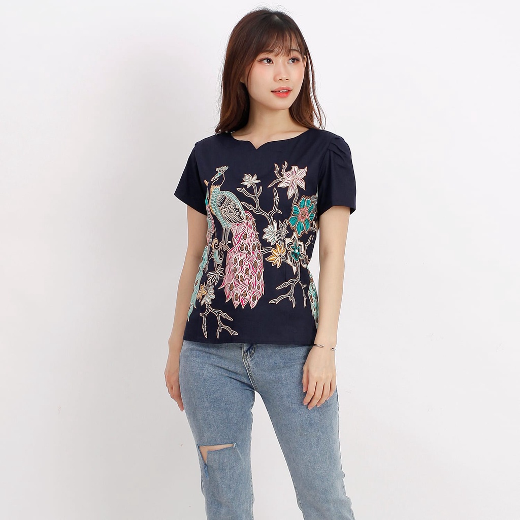 ATASAN BATIK WANITA 632-Navy Merak