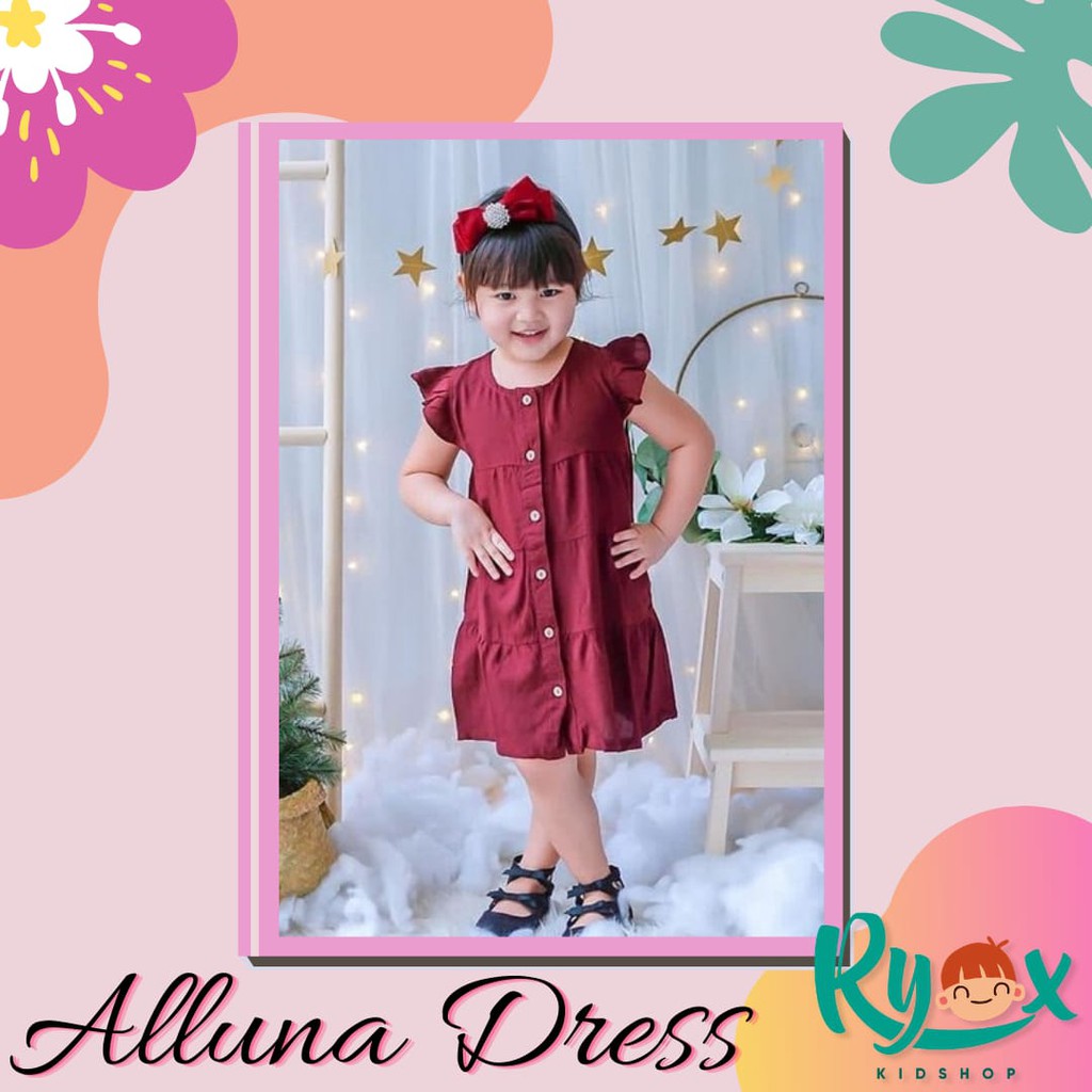 Baju Dress Anak Perempuan 1 Tahun 2 Tahun 3 Tahun 4 Tahun 5 Tahun Gaya Korea ALLUNA  DRESS