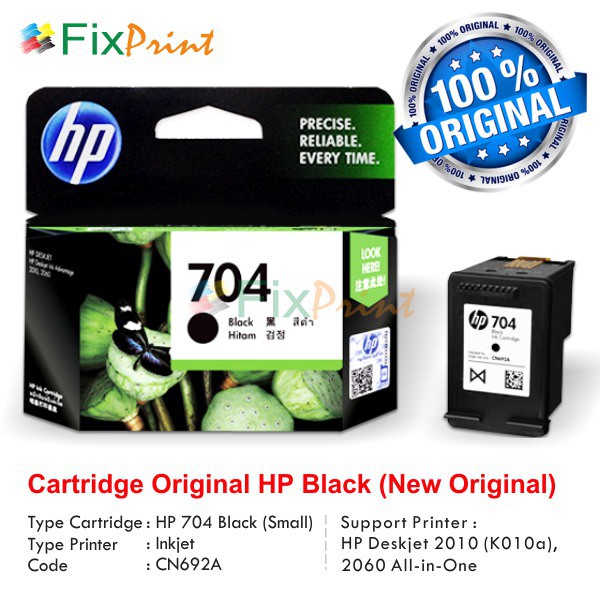 Cartridge Original HP 704 Black CN692AA, Tinta Printer HP Deskjet Ink Advantage 2010 Murah