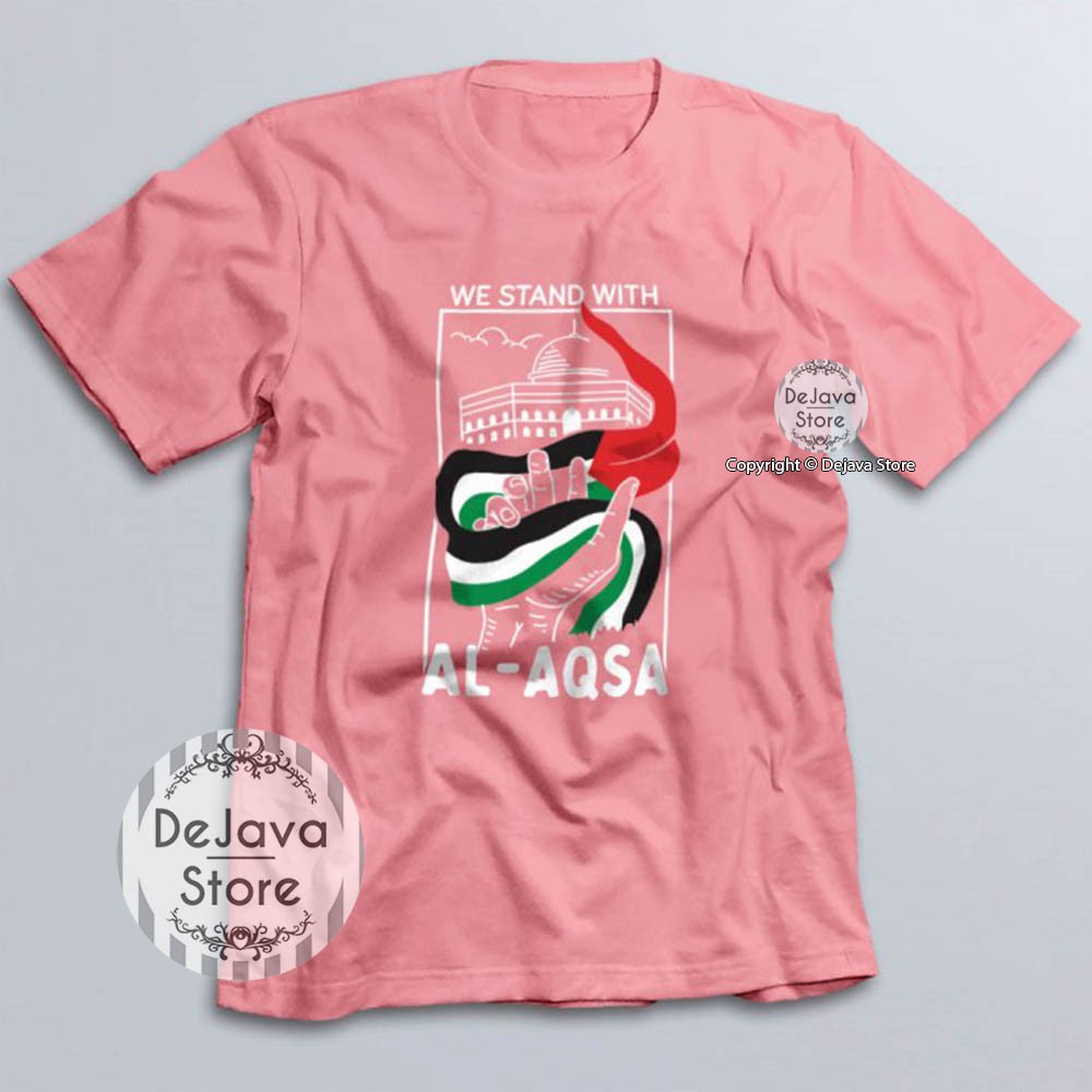 Kaos Dakwah Islami Palestina We Stand With Al Aqsa Palestine Baju Distro Santri Muslim Tshirt - 8184-4