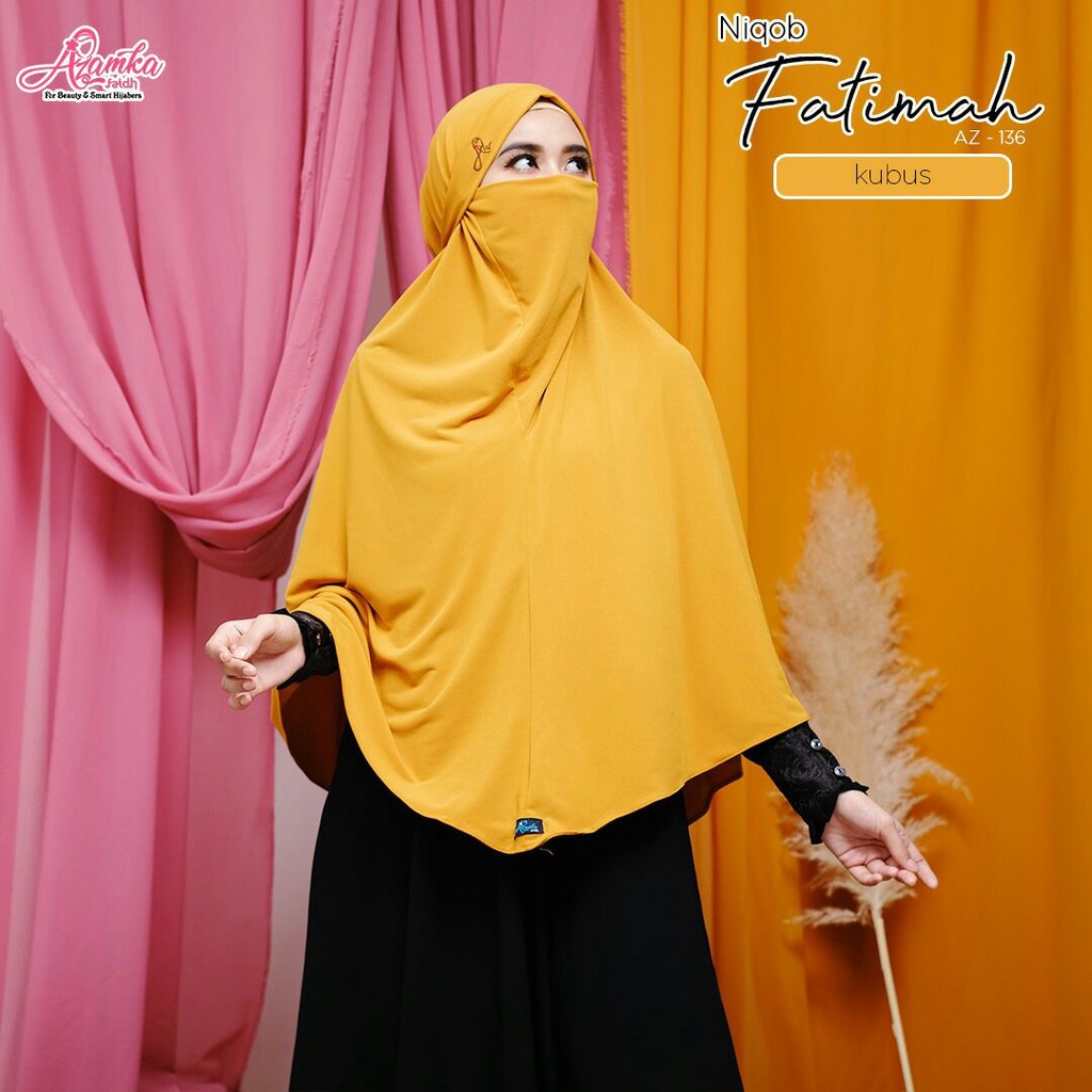 Azamka Jilbab Instan Niqob Fatimah Jumbo Bahan Jersey Stela Kubus Milo Tebal Tidak Terawang