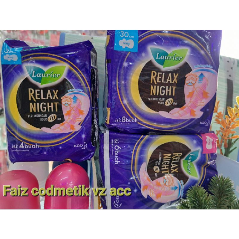 LAURIER RELAX NIGHT ORIGINAL/PEMBALUT WANITA PELIDUNG SAAT TIDUR 10JM(ISI 8,6,4)PANJANG 30CM,35CM