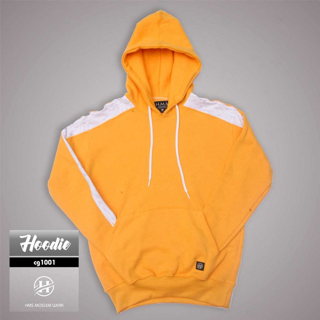 sweater hoodie cowok cewek motif distro HMS sweatshirt distro yellow and sleeve white art CG1001