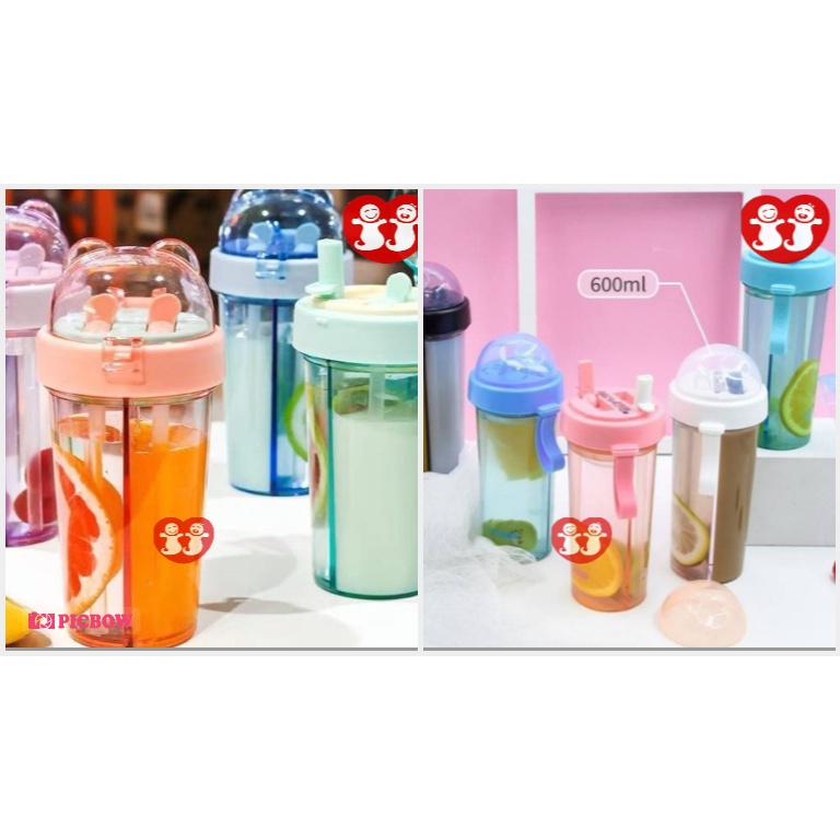Botol Minum Duet Use Bottle Dua Sisi Sedotan