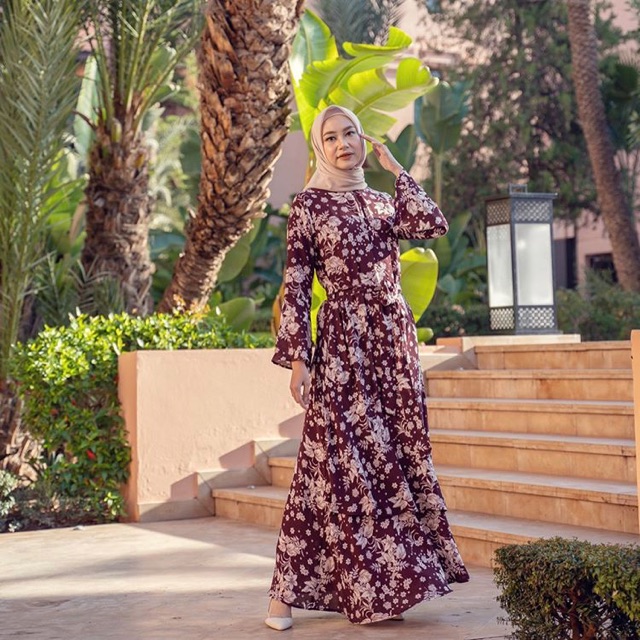 Mahala Dress in Deep Yellow & Dark Maroon by Heaven Lights