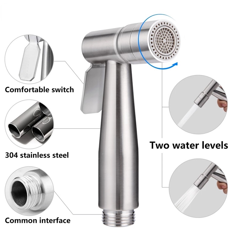 304 Stainless Steel Hand Held Toilet Bidet sprinkler for Feminine ,Baby ,gardening, floor,fruit